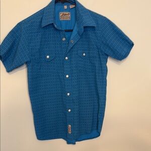 Pearl snap Blue Short Sleeve BOYS Shirt - L
